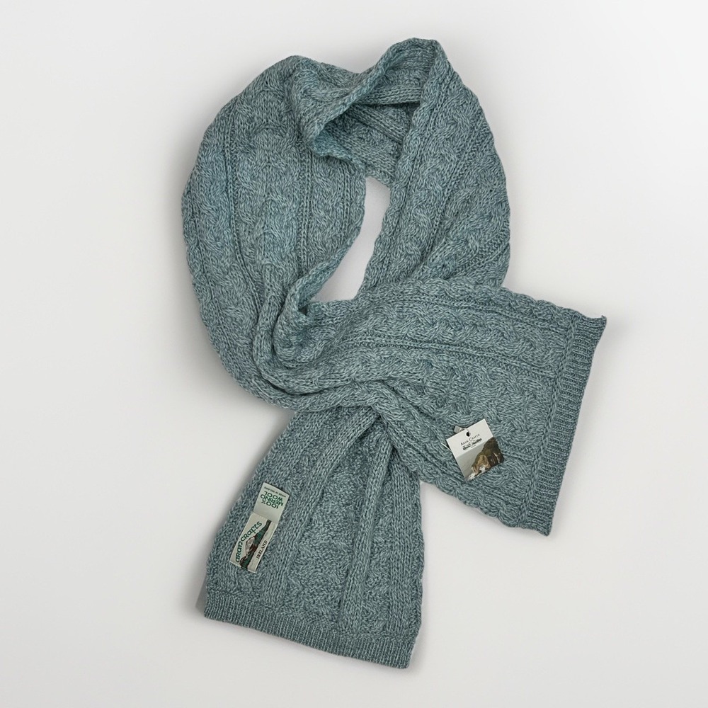 New Aran Crafts 100% Merino Wool Chunky Scarf Mermaid Blue Made in Ireland